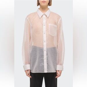 ‼️RARE‼️🎸Helmut Lang🎸🔥NWT🔥Curved Bubble Pack Jacquard Sheer Button-Up Shirt—XS